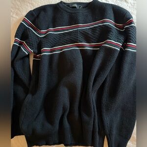 Pavini Men's Sweater with Black and Multicolor Stripes